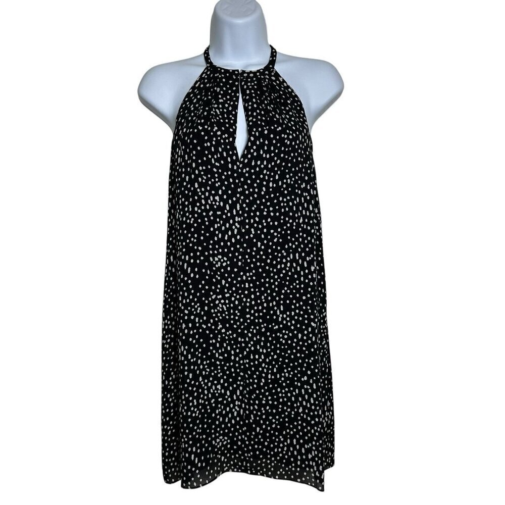 A.L.C. Women’s Sz 2 Sleeveless Black White Polka Dot Shift Lined Dress 100% Silk